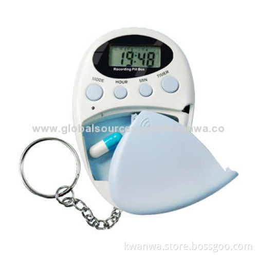 Shenzhen Latest Portable Plastic Pill Box Timer with Recording, Alarm and LCD Time Display